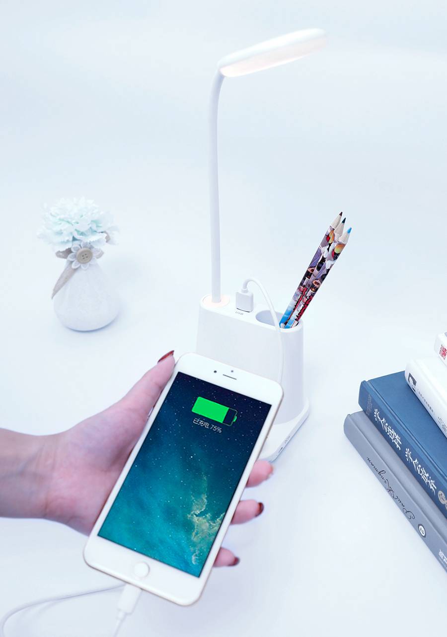 Small Plastic Desk Lamp with Phone Stand