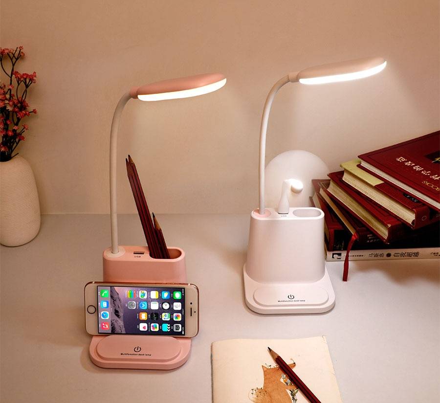 Small Plastic Desk Lamp with Phone Stand
