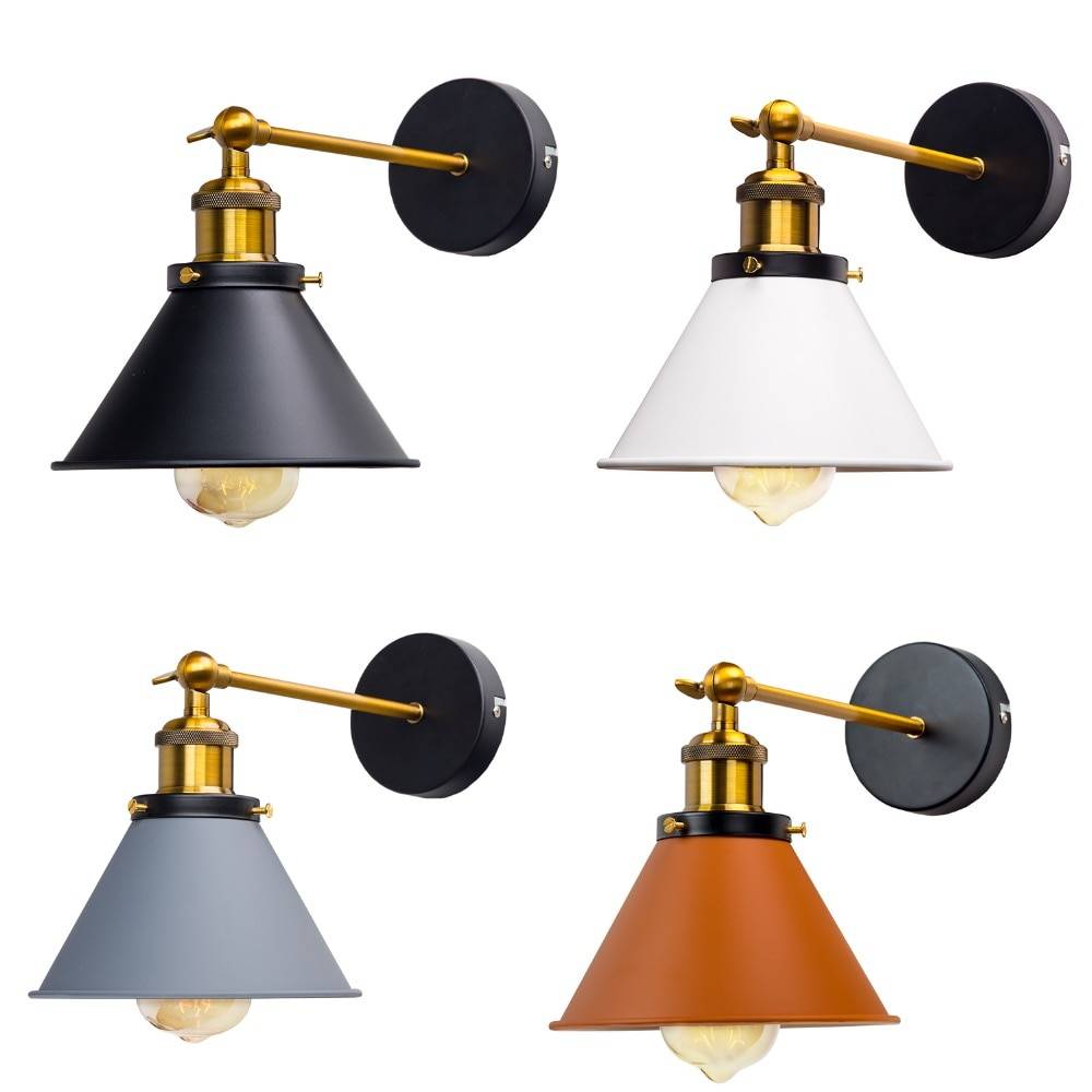 Retro Style Wall Lamp with Conical Lampshade