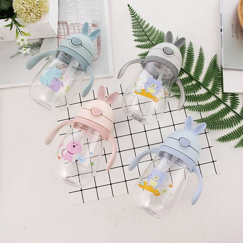 Cute Rabbit Shaped Baby's BPA Free Feeding Bottle with Straw Cute Rabbit Shaped Baby's BPA Free Feeding Bottle with Straw