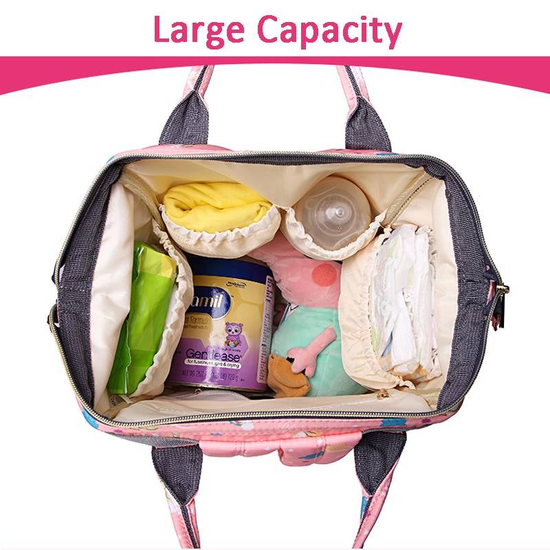 Capacious Maternity Backpack with Cute Unicorns Print