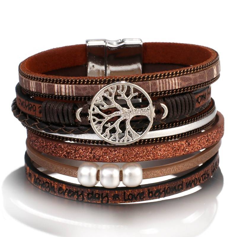 Tree of Life Pearl Leather Bracelet for Women Tree of Life Pearl Leather Bracelet for Women