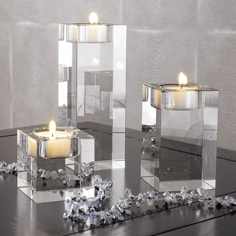 Clear Crystal Candle Holder