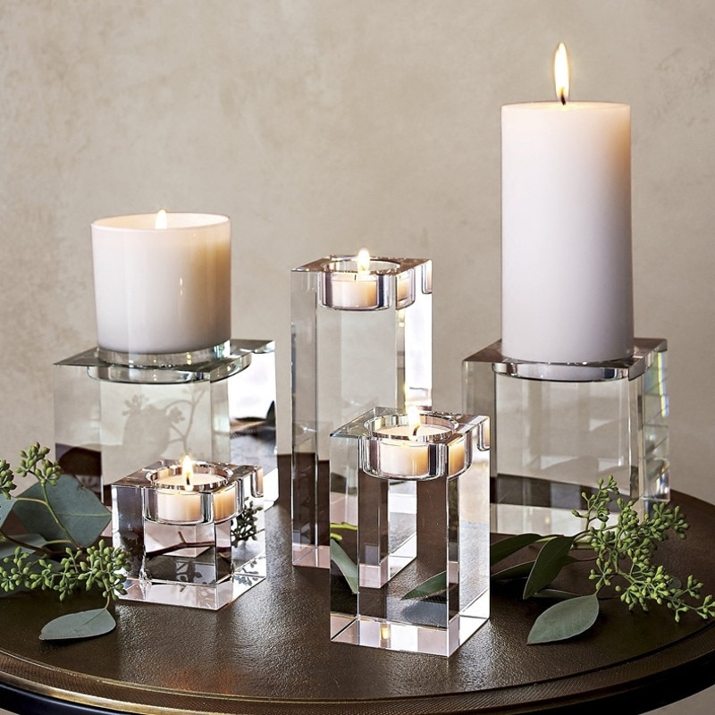 Clear Crystal Candle Holder