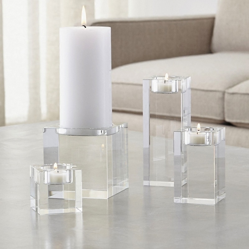 Clear Crystal Candle Holder