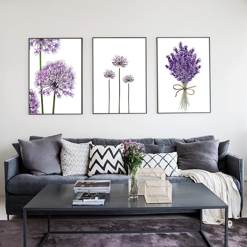 Purple Flowers Canvas Painting