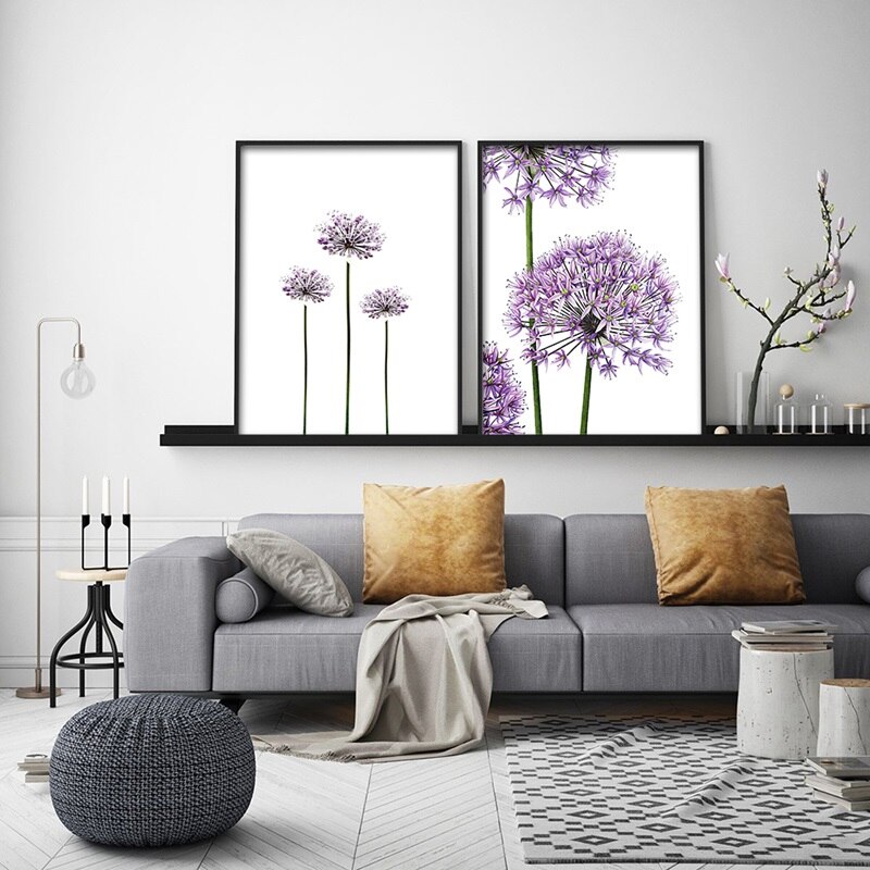 Purple Flowers Canvas Painting