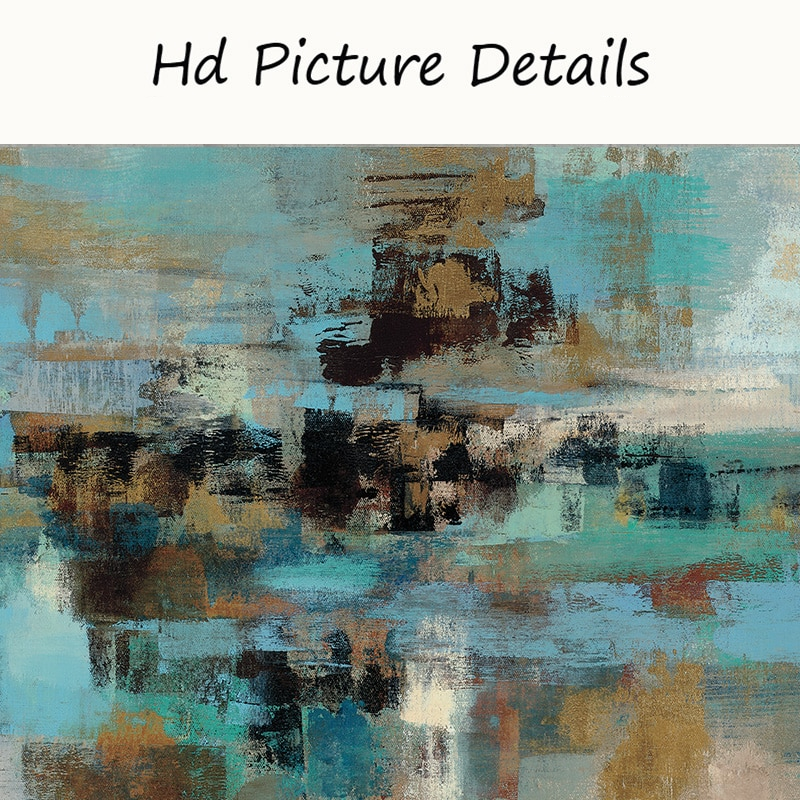 Long Blue Abstract Canvas Painting