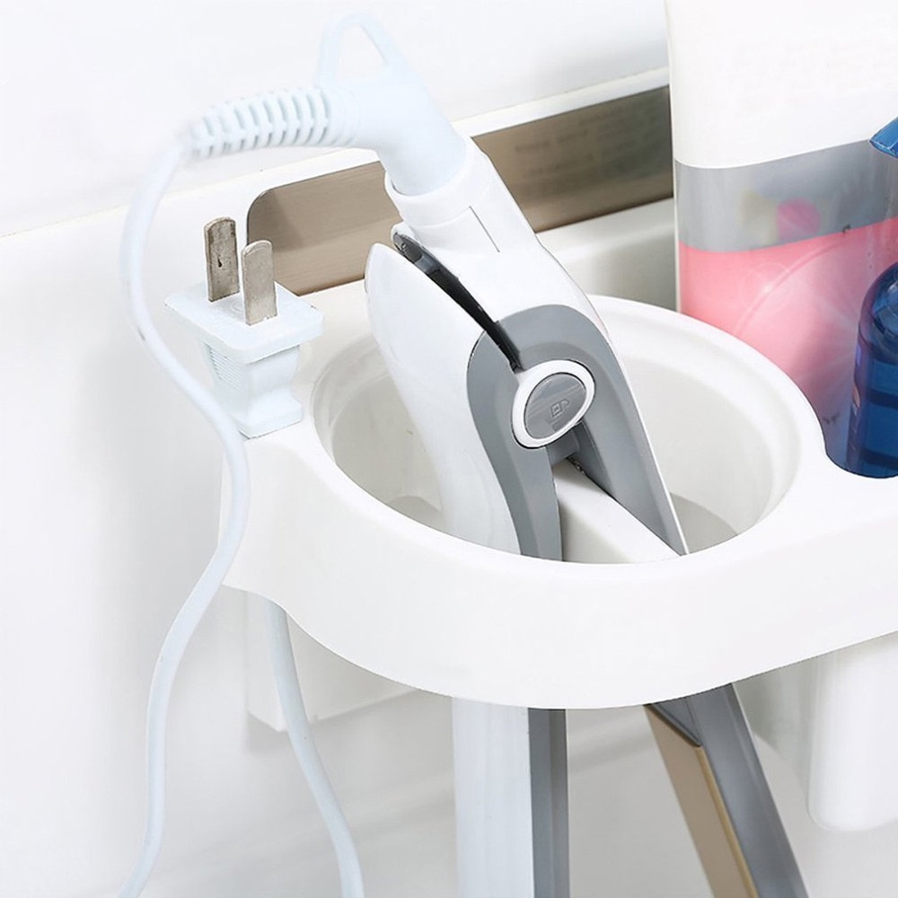 Multifunction Bathroom Shelf with Hair Curler Rack