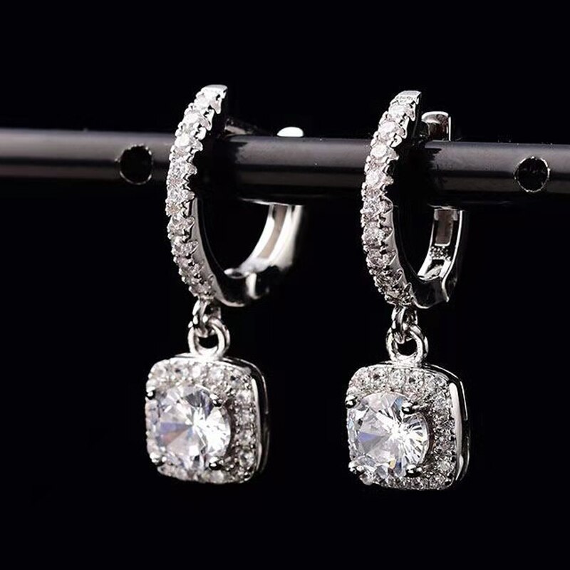 0.5/1 Carats Moissanite Drop Earrings for Women