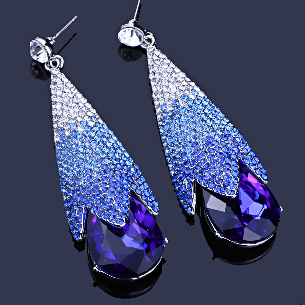 Women's Wedding Drop Earrings with Multicolor Rhinestones Women's Wedding Drop Earrings with Multicolor Rhinestones