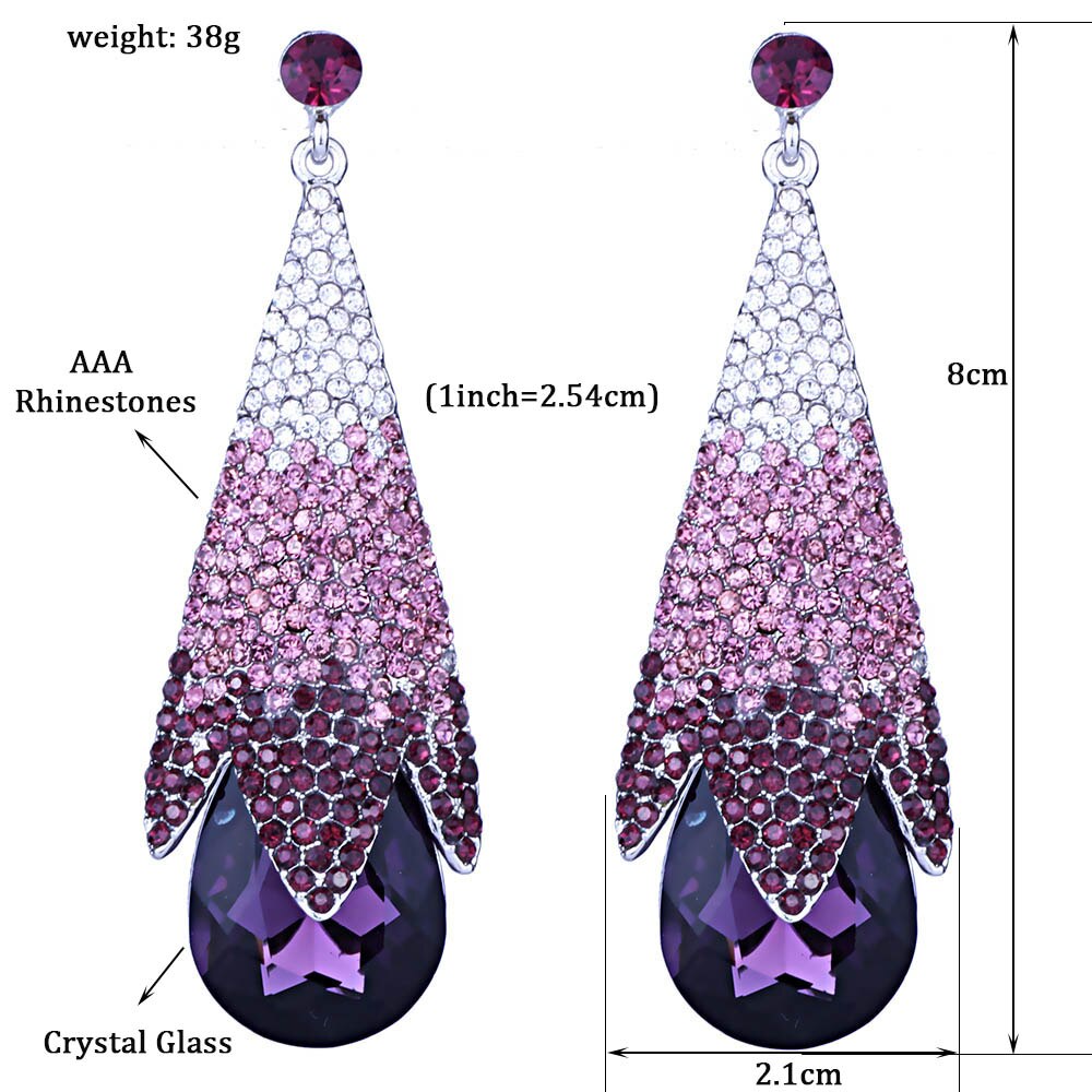 Women's Wedding Drop Earrings with Multicolor Rhinestones Women's Wedding Drop Earrings with Multicolor Rhinestones