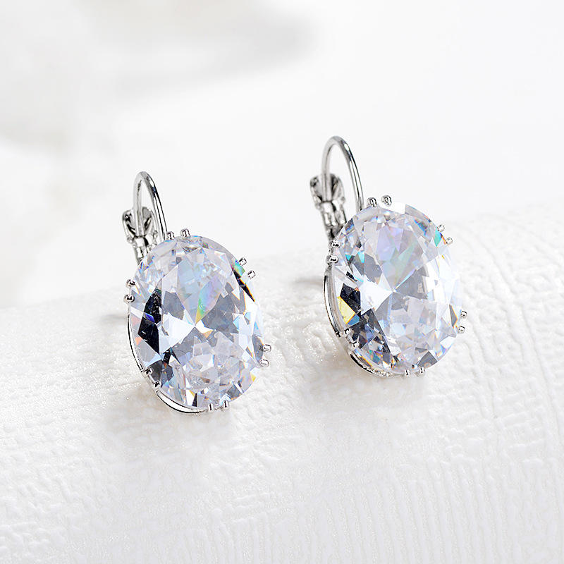 Women's 925 Silver Oval Gemstone Drop Earrings