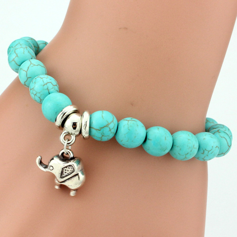 Women's Elastic Beaded Charm Bracelet with Elephant Women's Elastic Beaded Charm Bracelet with Elephant