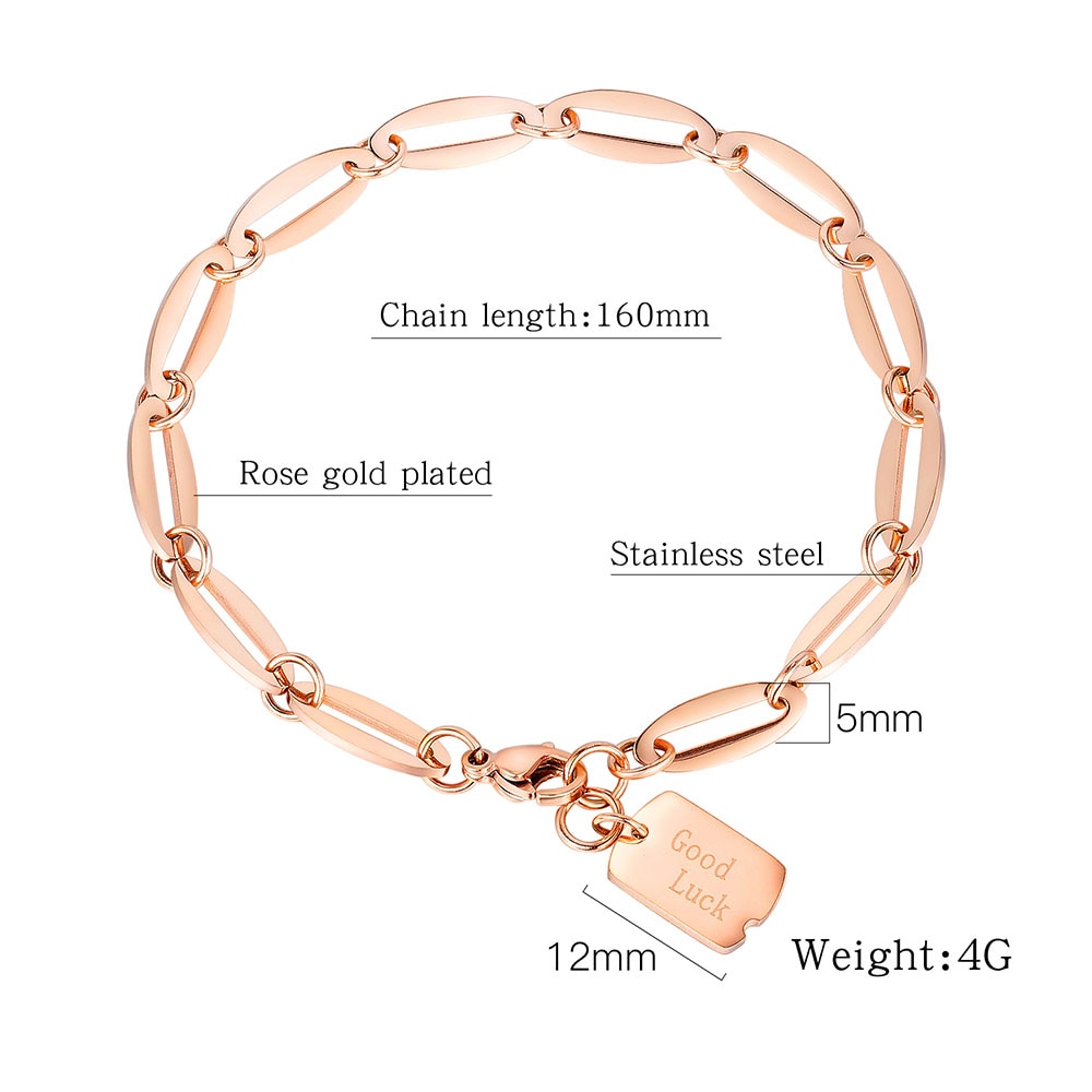 Women's Stainless Steel Bracelet with Good Luck Engraved Pendant Women's Stainless Steel Bracelet with Good Luck Engraved Pendant