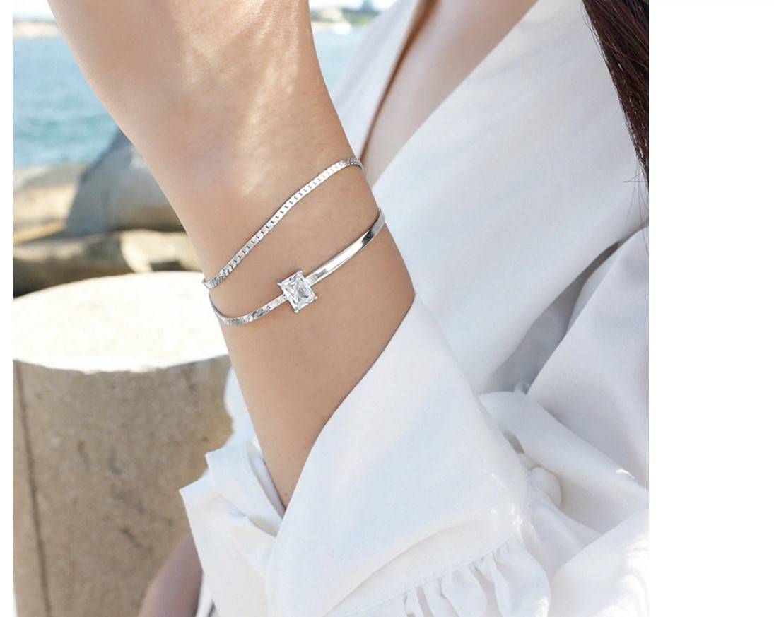 Women's 925 Sterling Silver Double Layer Bracelet