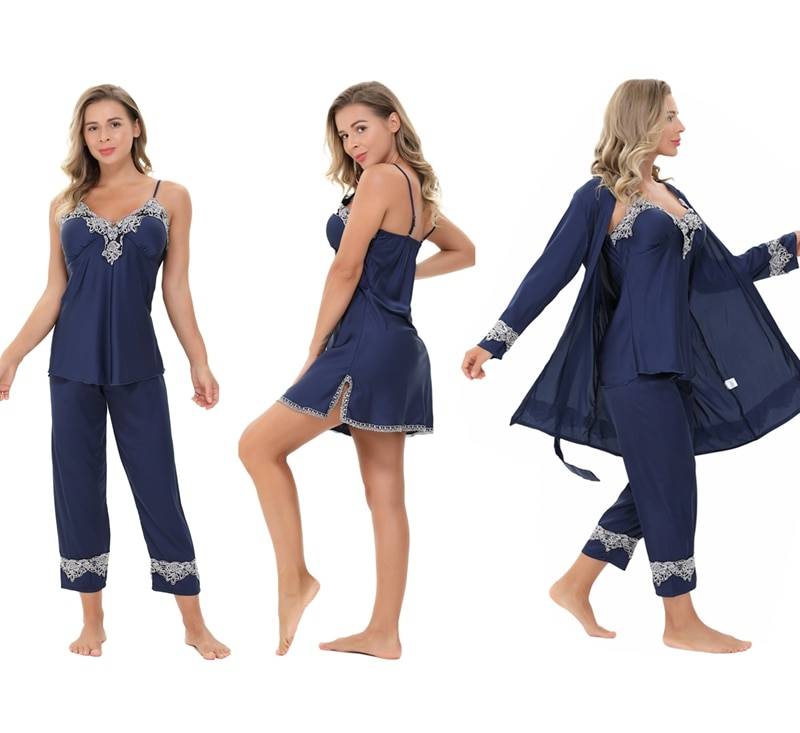 Women's Silk Pajamas Set 4 Pcs
