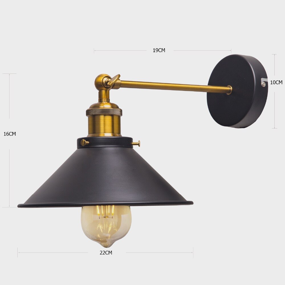 Industrial Style Wall Light with E27 Edison Bulbs