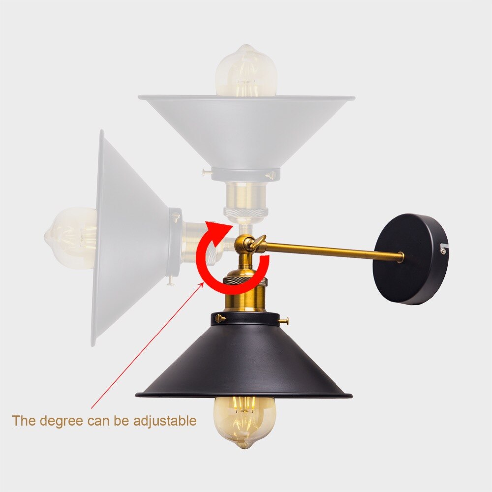 Industrial Style Wall Light with E27 Edison Bulbs