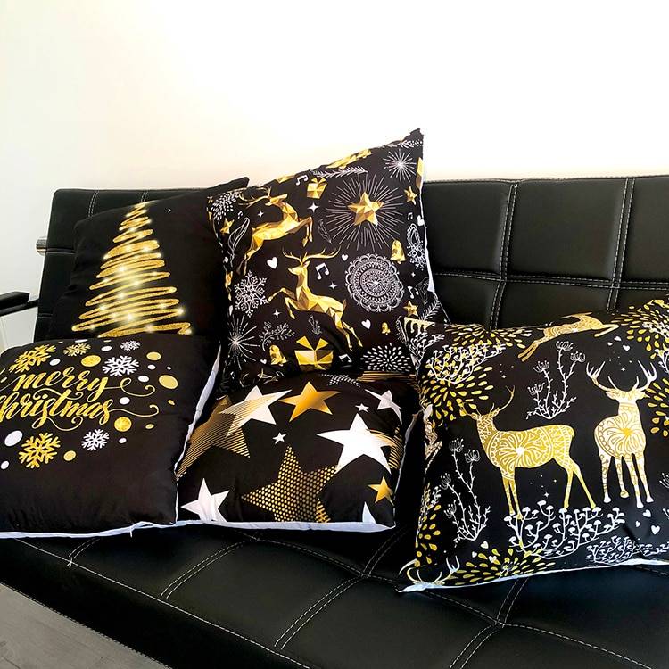 Golden Christmas Embroidered Cushion Cover Christmas Decorations