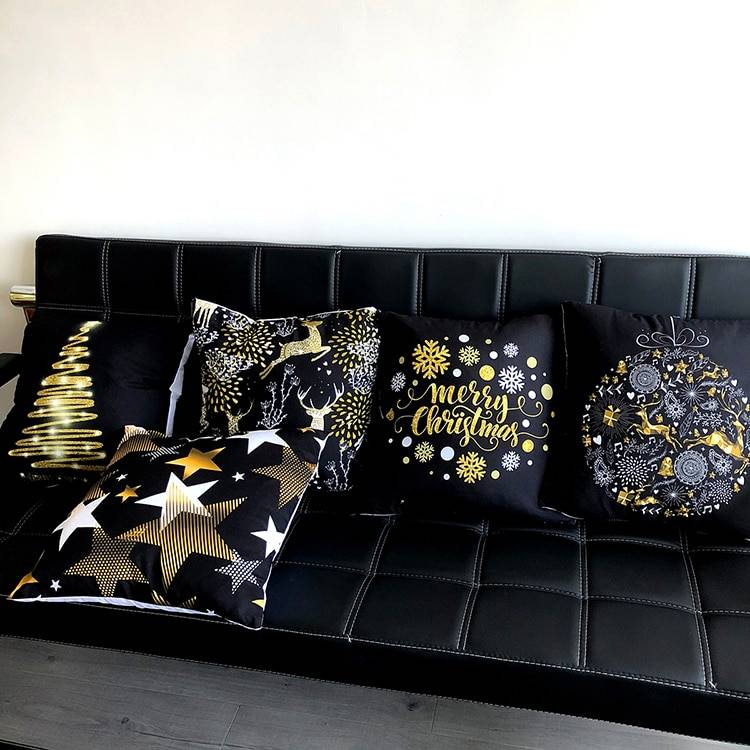 Golden Christmas Embroidered Cushion Cover Christmas Decorations