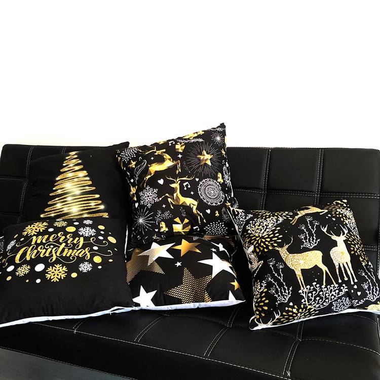 Golden Christmas Embroidered Cushion Cover Christmas Decorations