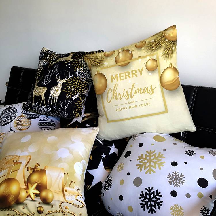Golden Christmas Embroidered Cushion Cover Christmas Decorations