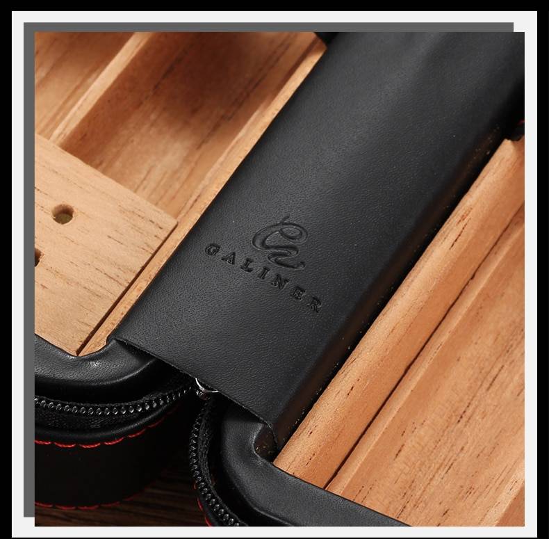 Leather Coated Cedar Wood Travel Cigar Humidor
