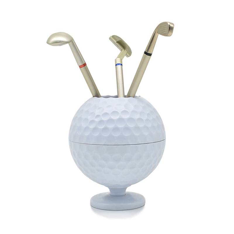 Mini Golf Ball Shaped Pen Holder with 3 Color Pens