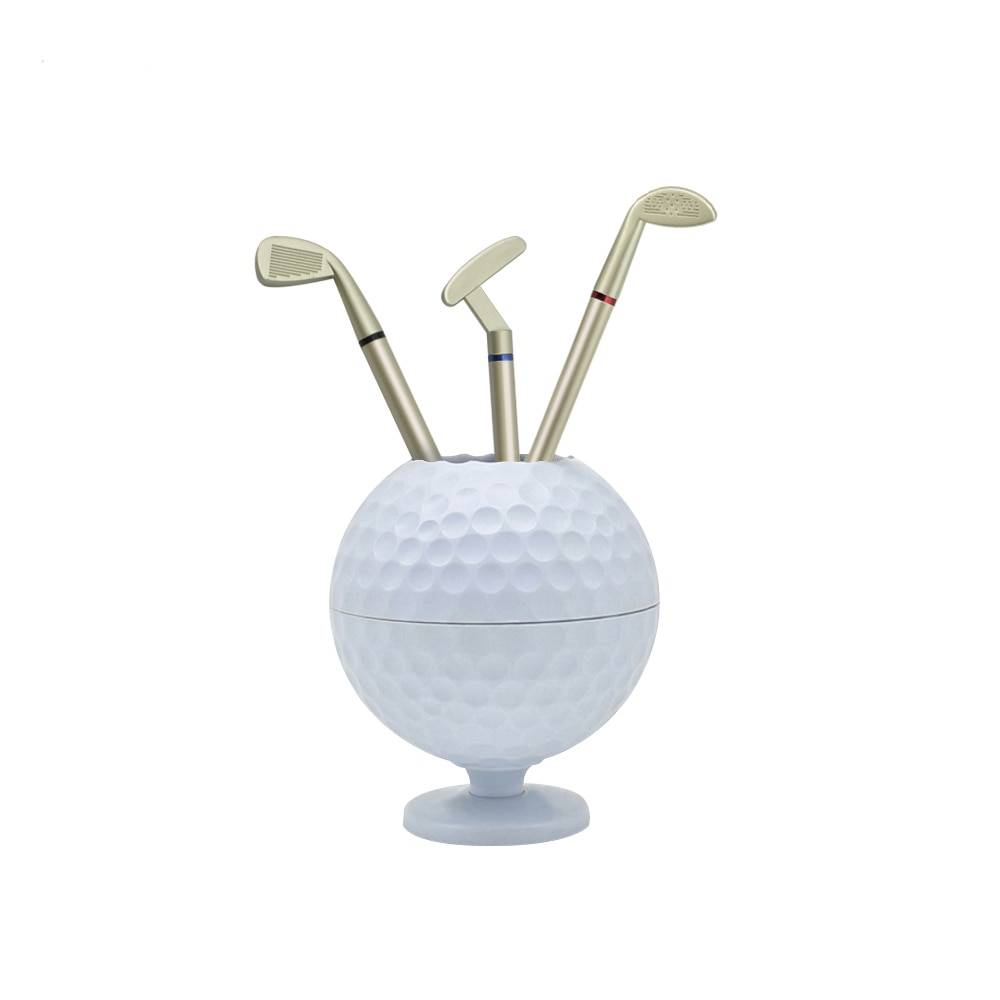 Mini Golf Ball Shaped Pen Holder with 3 Color Pens