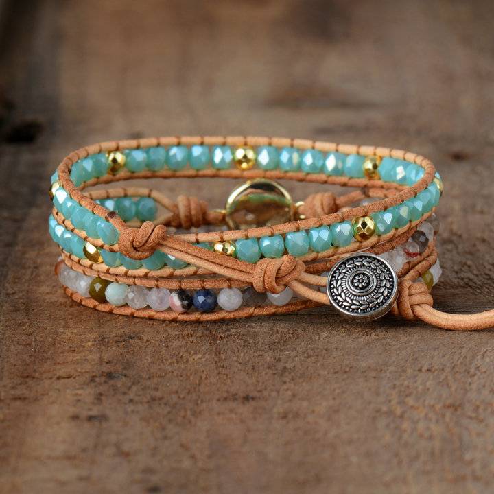 Women's Boho Natural Opal Leather Wrap Bracelet Women's Boho Natural Opal Leather Wrap Bracelet