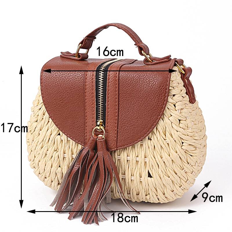 Women's Boho Straw Crossbody Bag