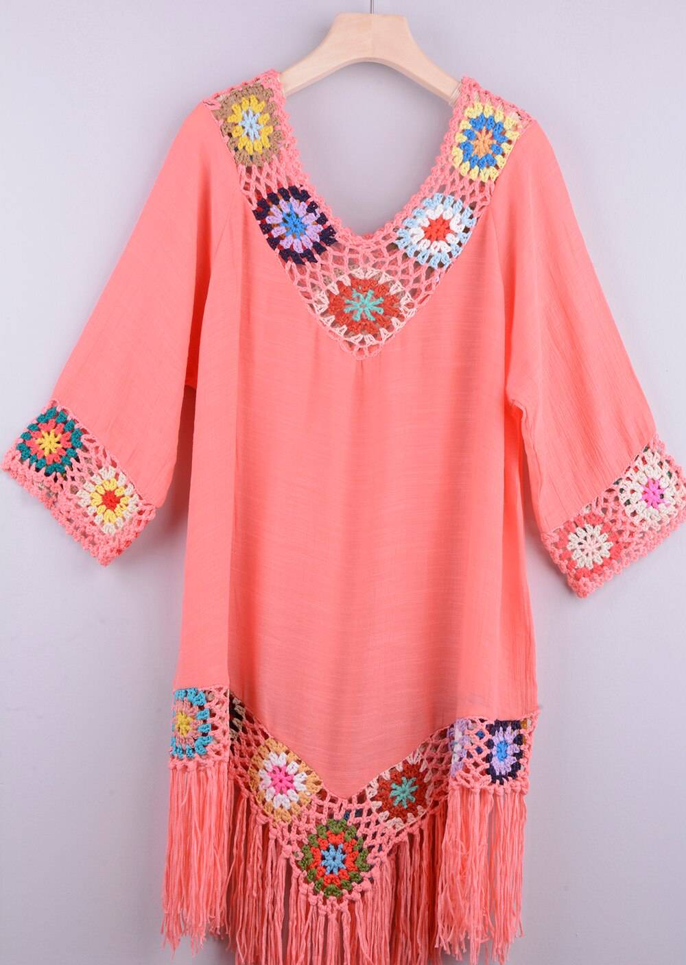 Women's Hollow out Beach Dress with Fringe