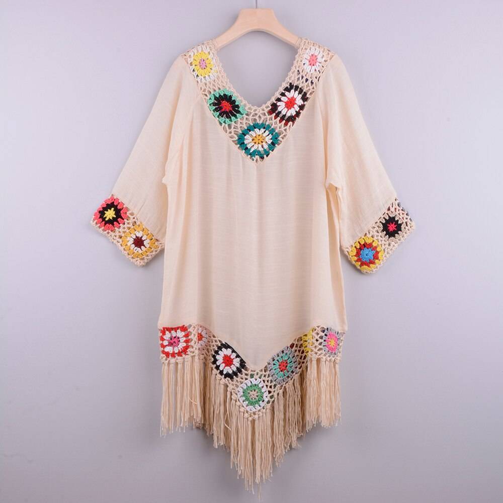 Women's Hollow out Beach Dress with Fringe