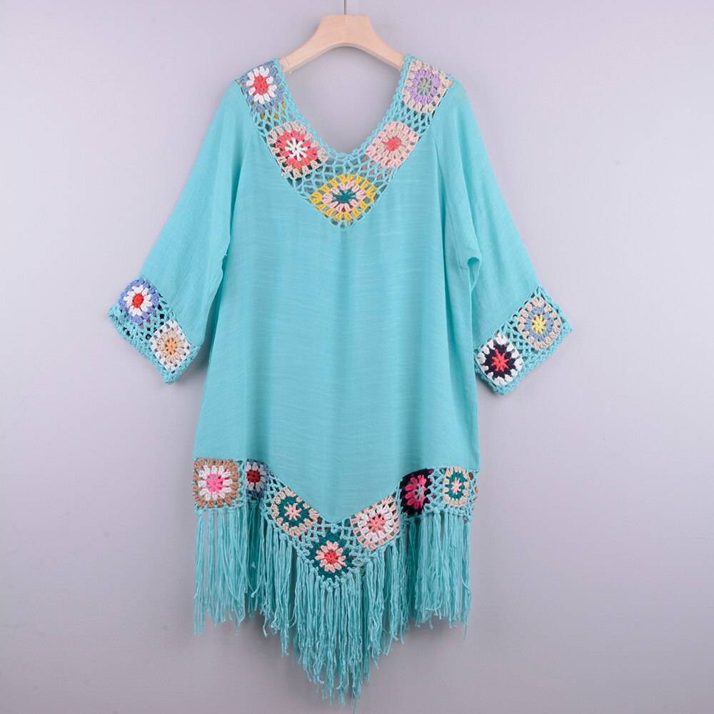 Women's Hollow out Beach Dress with Fringe