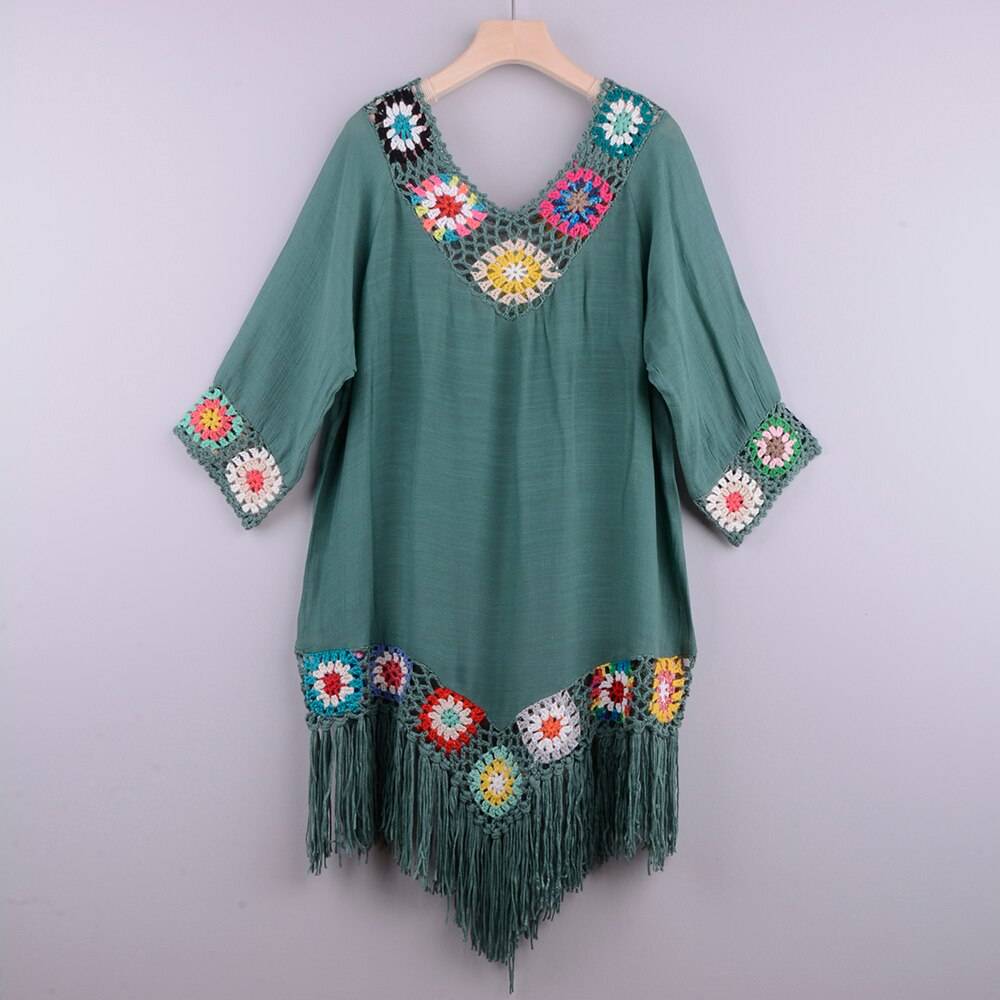 Women's Hollow out Beach Dress with Fringe