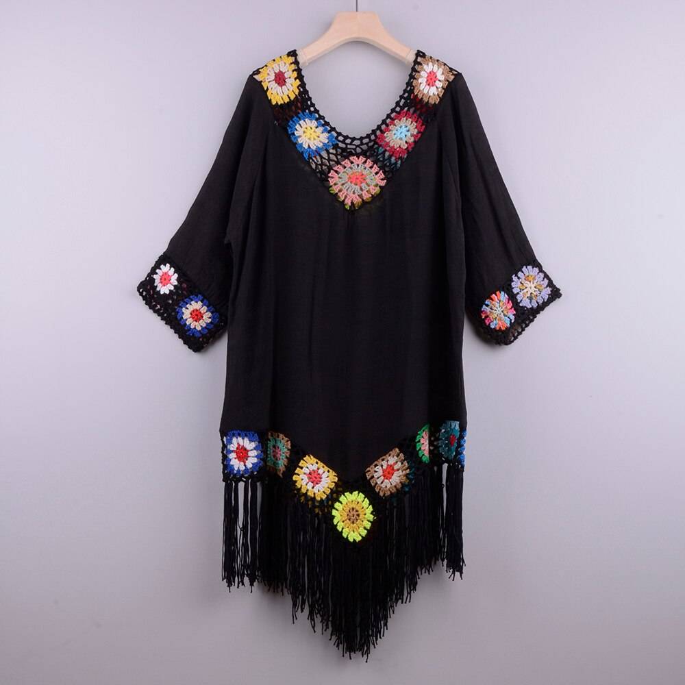 Women's Hollow out Beach Dress with Fringe