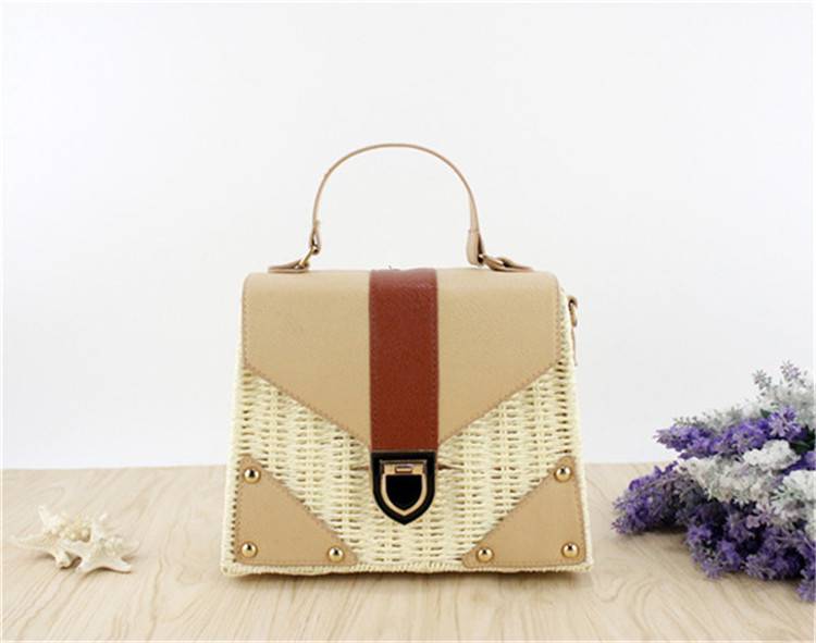 Women's Straw and Eco Leather Retro Handbag Women's Straw and Eco Leather Retro Handbag