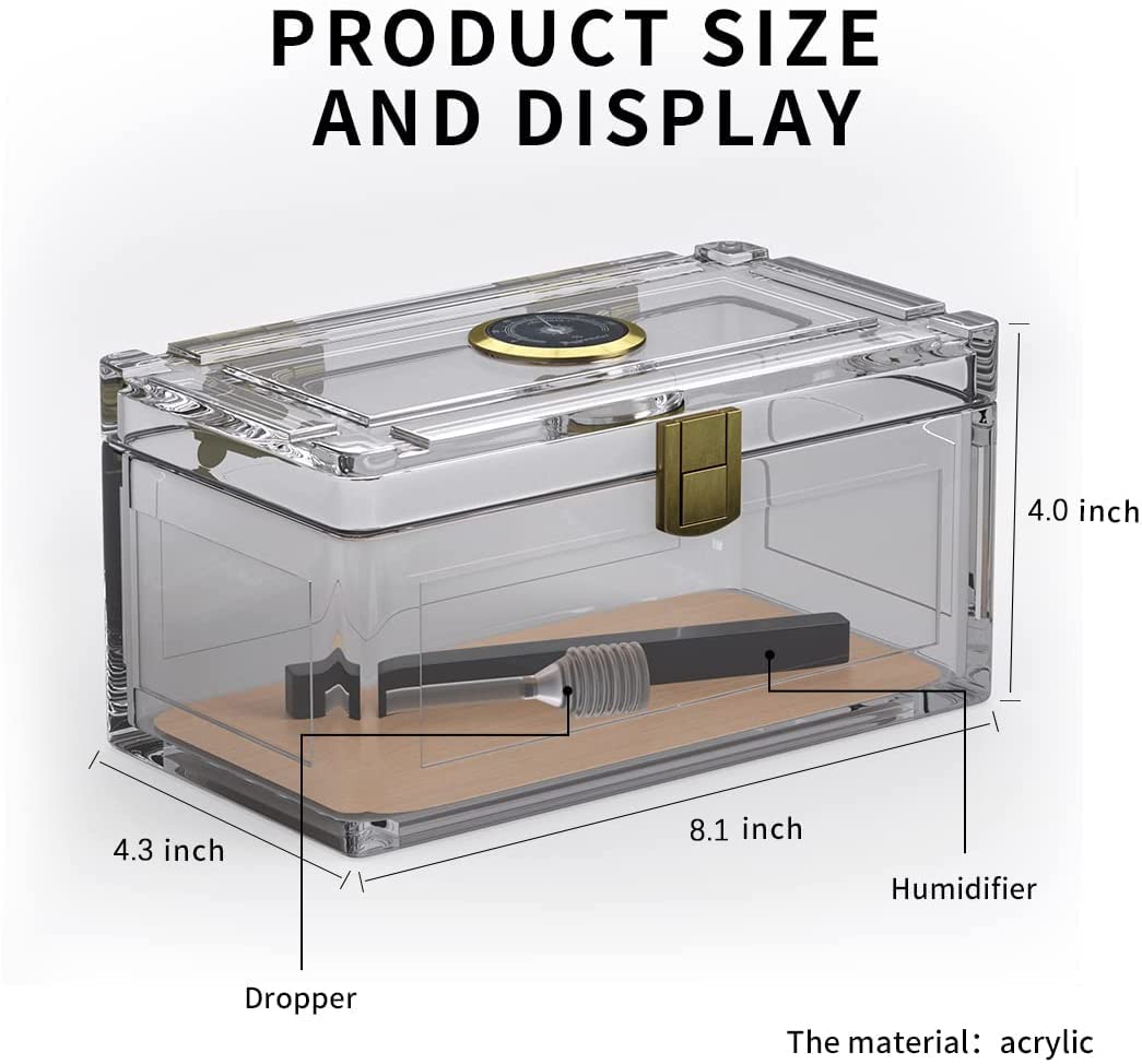 Acrylic Cigar Humidor With Hygrometer Humidifier Cedar Wood Tray Portable Humidor Box Cigar Case Fit 18-50 Smoking Accessories