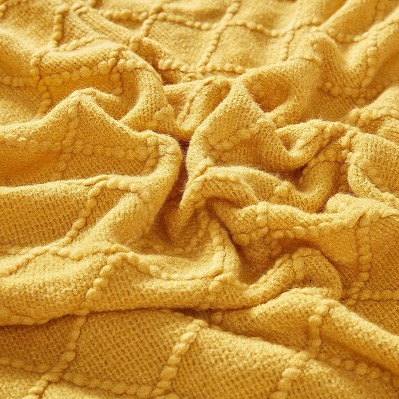 Inya Knitted Blanket Solid Color Waffle Embossed Blanket Nordic Decorative Blankets for Sofa Bed Throw Chunky Knit Throw Plaids