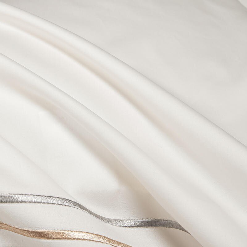 600TC Egyptian Cotton Stripe Embroidery Duvet Cover Set White Dark Grey Double Queen King 4Pcs Bedding set Bed Sheet Pillowcases